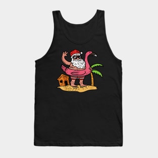 Summer Santa Flamingo Floater Christmas In July Tank Top